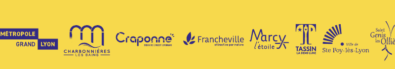 Logos des partenaires : Métropole Grand Lyon, Charbonnières-les-Bains, Craponne, Francheville, Marcy l'Étoile, Tassin la Demi-Lune, Ste-Foy-lès-Lyon, Saint-Genis-les-Ollières